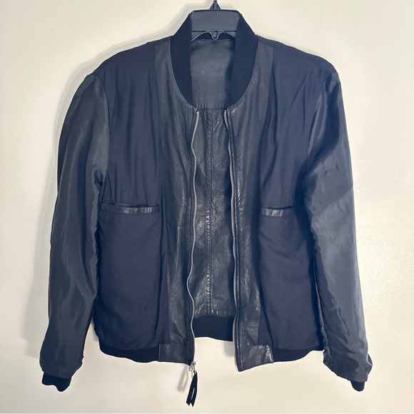 ALLSAINTS Leather Jacket XL Mens Black XL Biker Bomber All saints - Picture 12 of 16